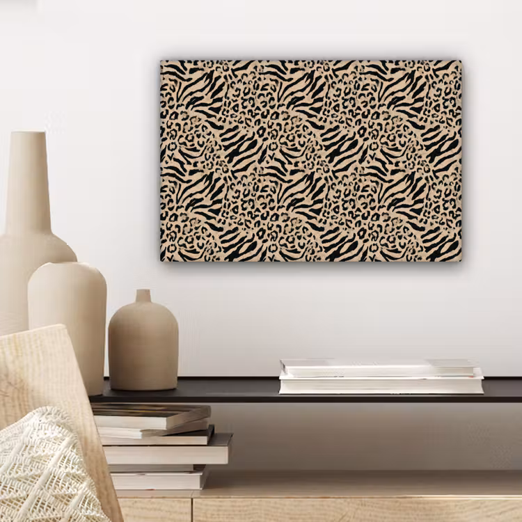 Canvas schilderij - Giraf - Zebra - Motief - Bruin — 5