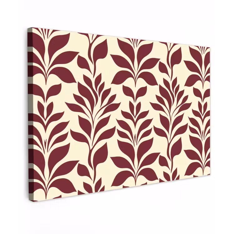 Canvas schilderij - Abstract - Bladeren - Burgundy — 1