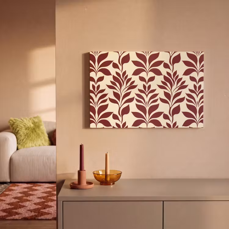 Canvas schilderij - Abstract - Bladeren - Burgundy — 2