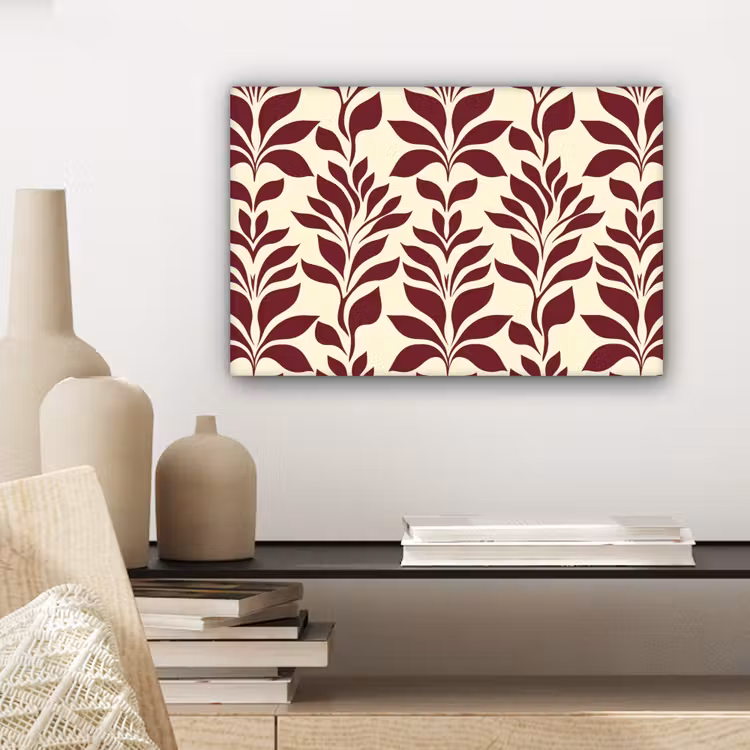 Canvas schilderij - Abstract - Bladeren - Burgundy — 5