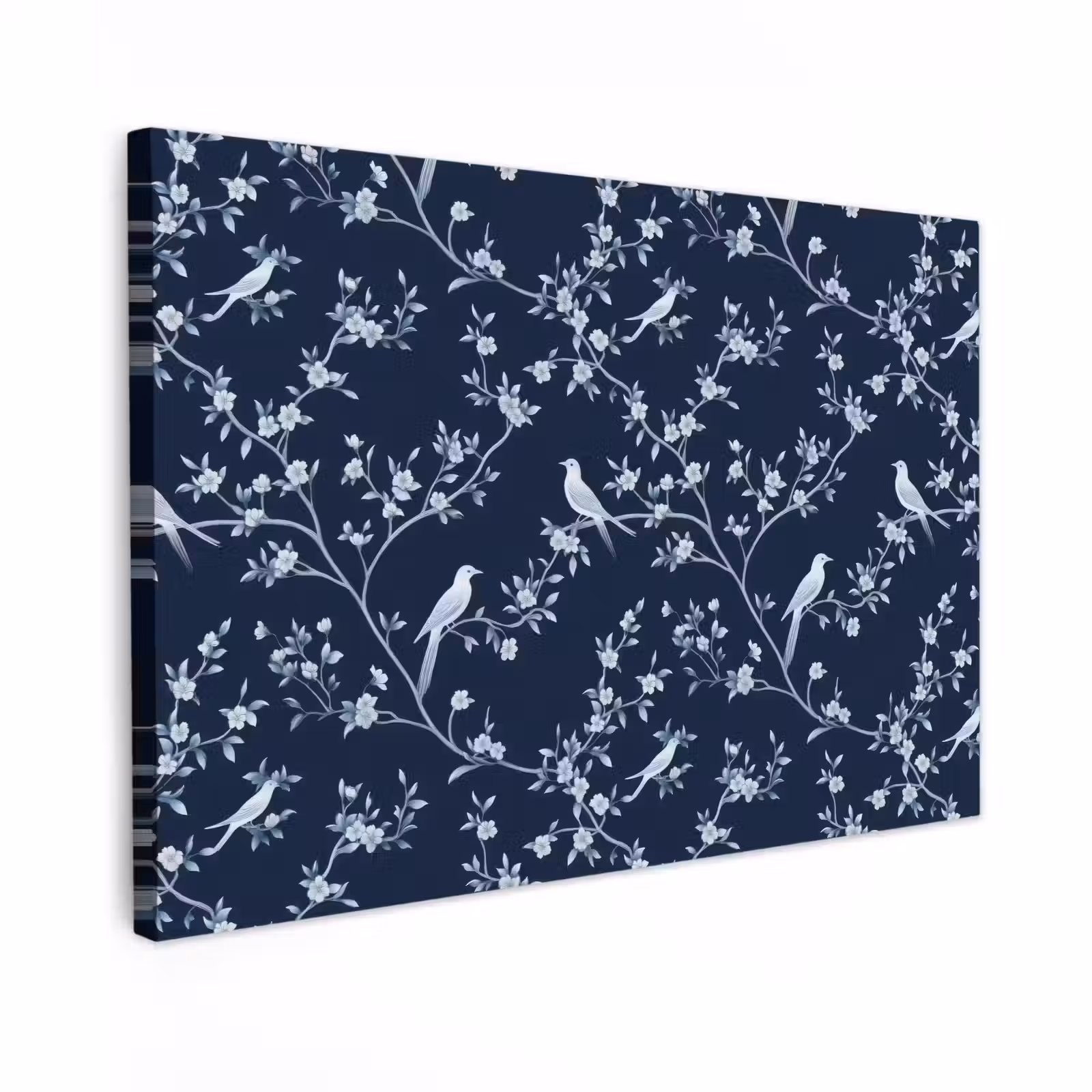 Canvas schilderij - Grafisch - Bloesemtak - Blauw — 1