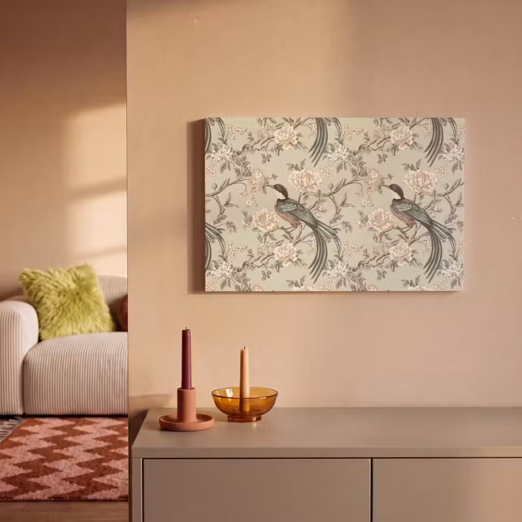 Canvas schilderij - Bloem - Vogel - Kleurrijk — 2
