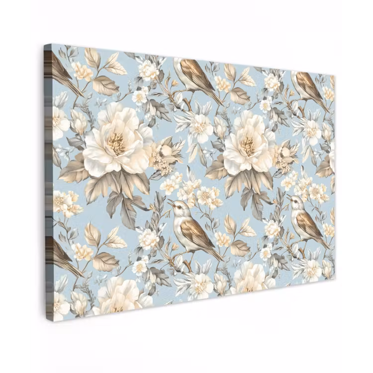 Canvas schilderij - Botanisch - Zangvogel - Blauw — 1