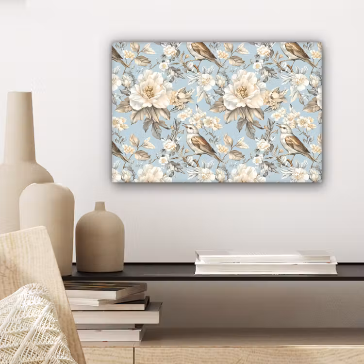 Canvas schilderij - Botanisch - Zangvogel - Blauw — 5