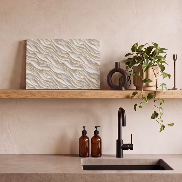 Canvas schilderij - Golven - Wit - Minimalistisch — 3