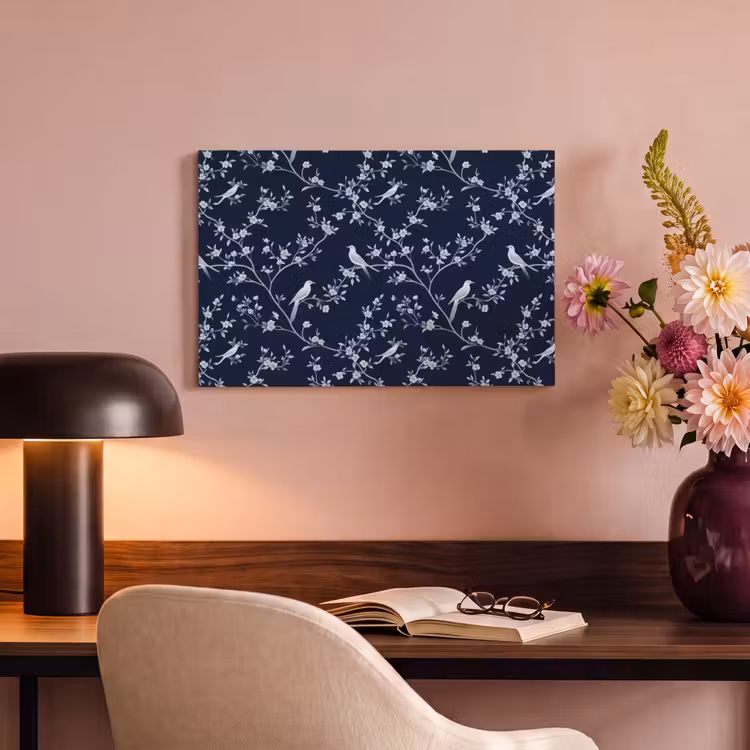 Canvas schilderij - Grafisch - Bloesemtak - Blauw — 4