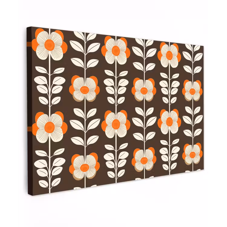 Canvas schilderij - Bloemen - Retro - Bruin — 1