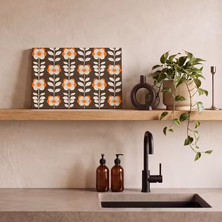 Canvas schilderij - Bloemen - Retro - Bruin — 3