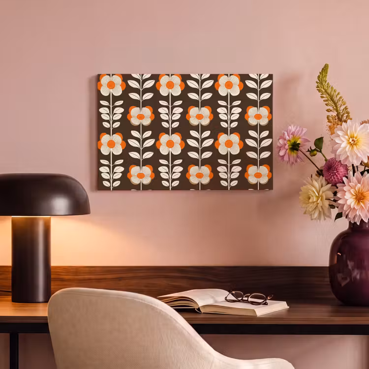 Canvas schilderij - Bloemen - Retro - Bruin — 4