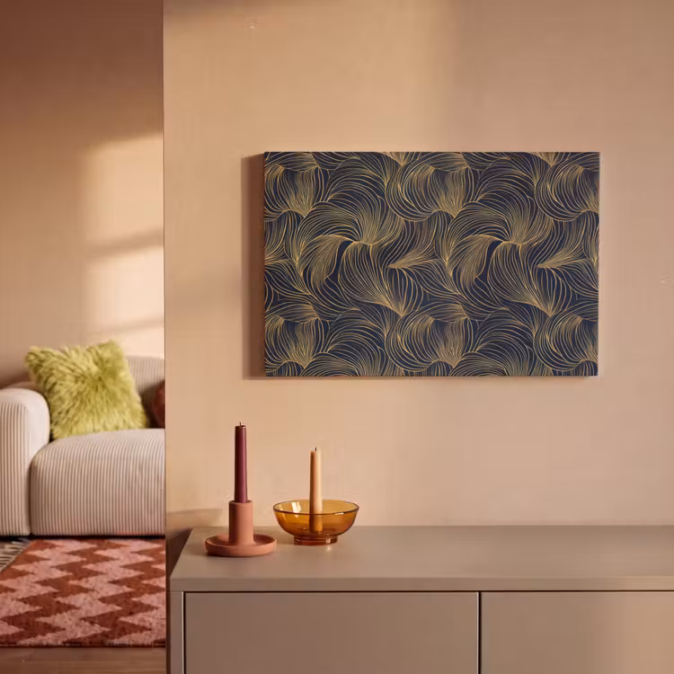 Canvas schilderij - Abstract - Lijnen - Blauw - Goud — 2