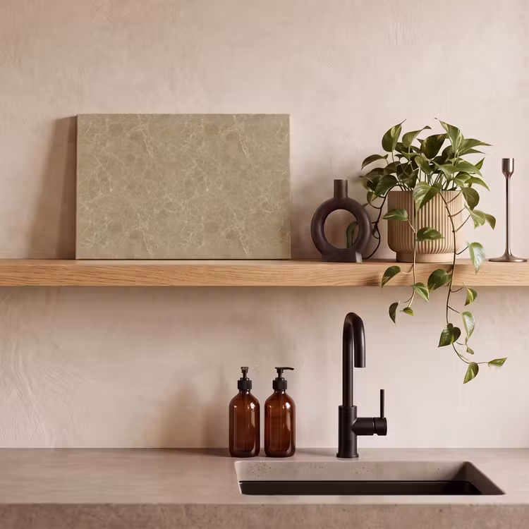 Canvas schilderij - Beige - Marmer - Witte aders — 3
