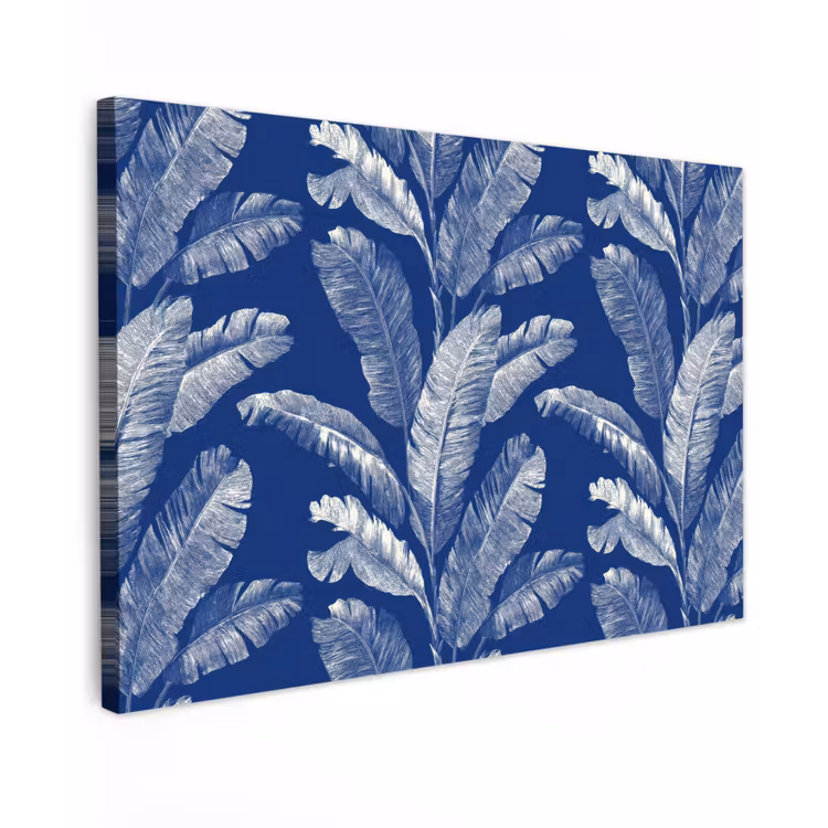 Canvas schilderij - Blad - Palm - Blauw — 1