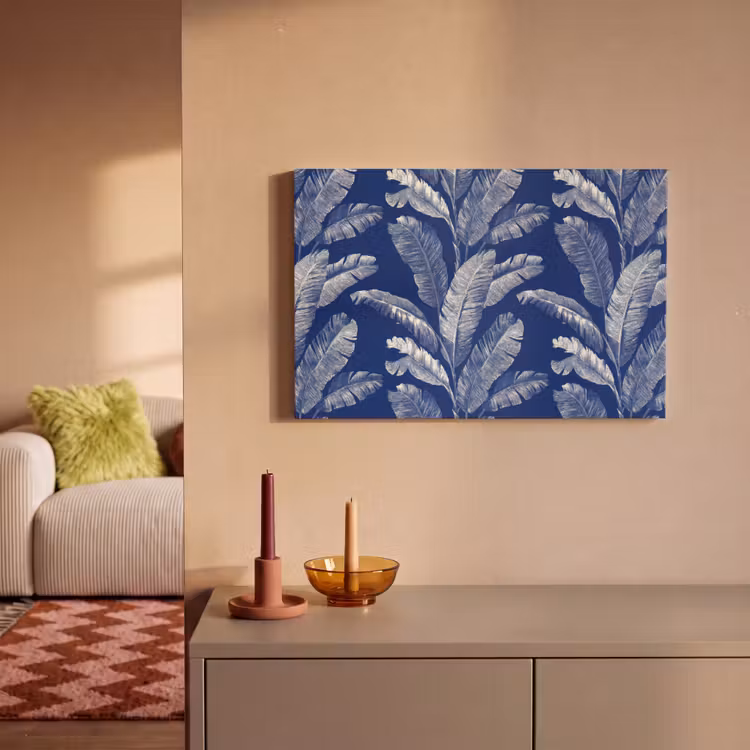 Canvas schilderij - Blad - Palm - Blauw — 2