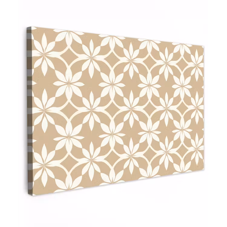 Canvas schilderij - Bloemen - Patroon - Beige — 1
