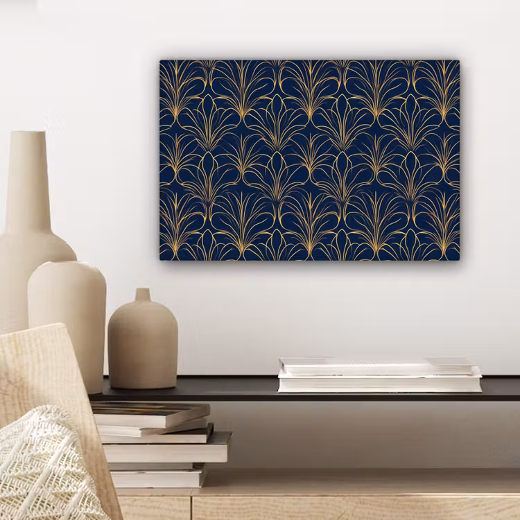 Canvas schilderij - Deco - Waaier - Blauw — 5