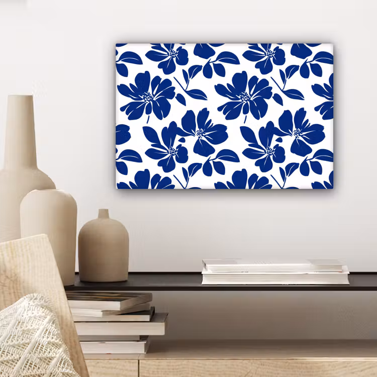 Canvas schilderij - Floraal - Modern - Blauw — 5