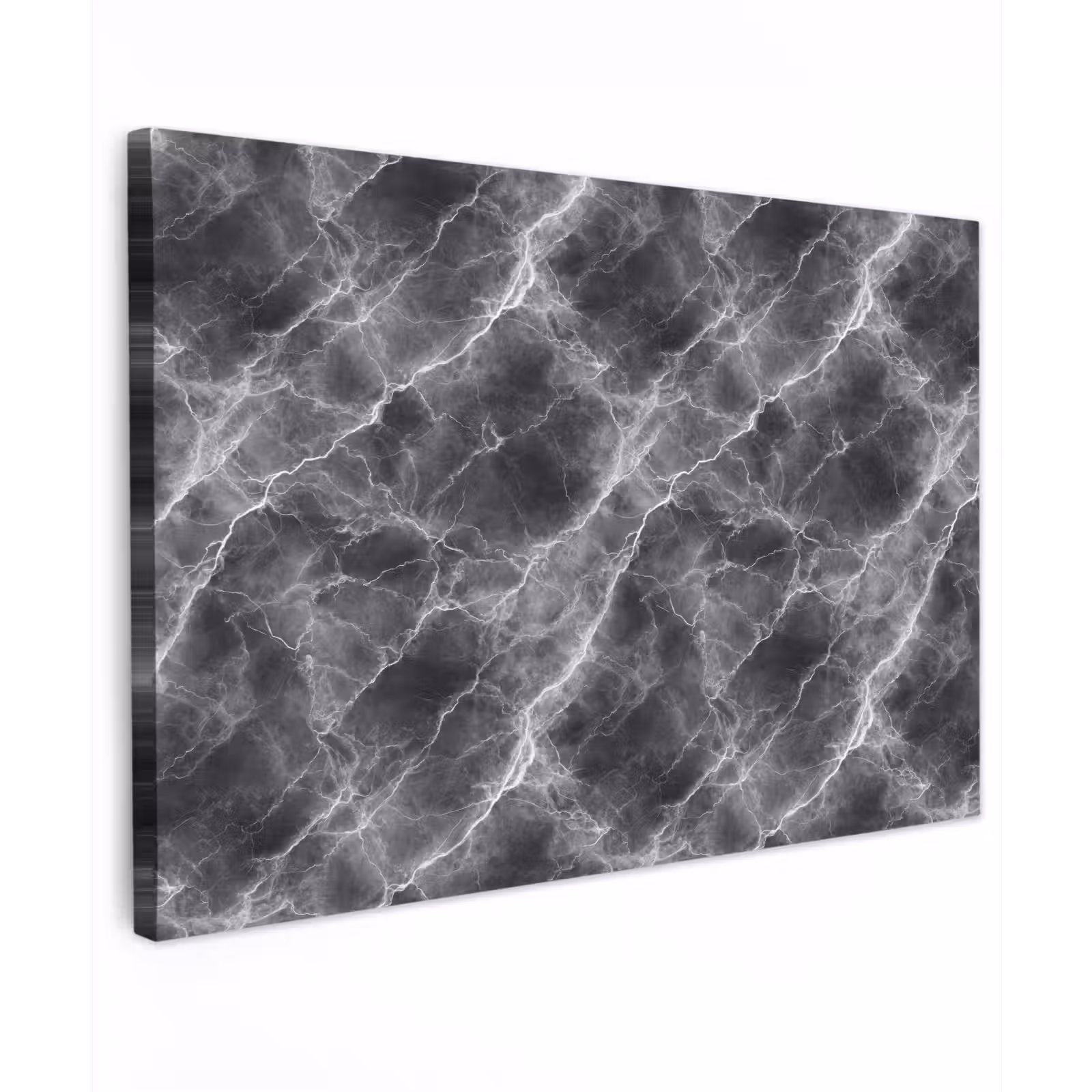 Canvas schilderij - Donkergrijs - Bliksem - Marmer — 1