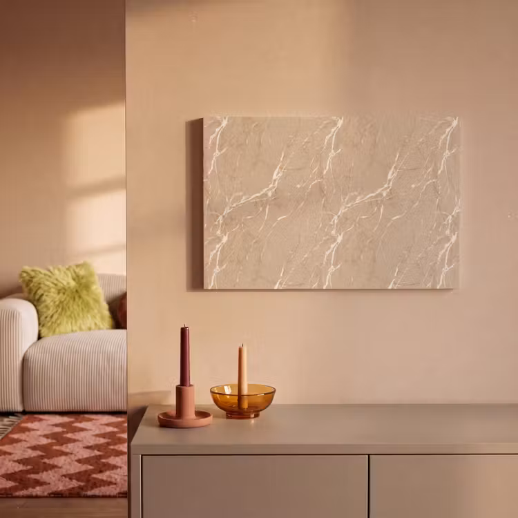 Canvas schilderij - Beige - Marmer - Organisch - Wit — 2