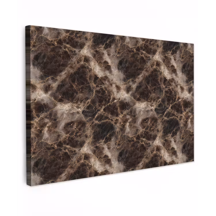 Canvas schilderij - Bruin - Goud - Marmer — 1
