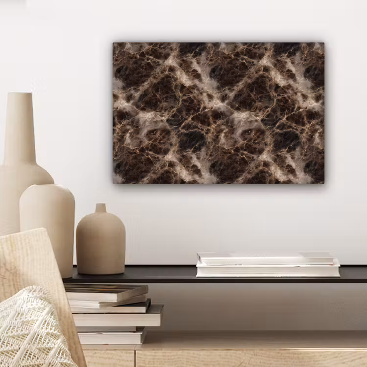 Canvas schilderij - Bruin - Goud - Marmer — 5