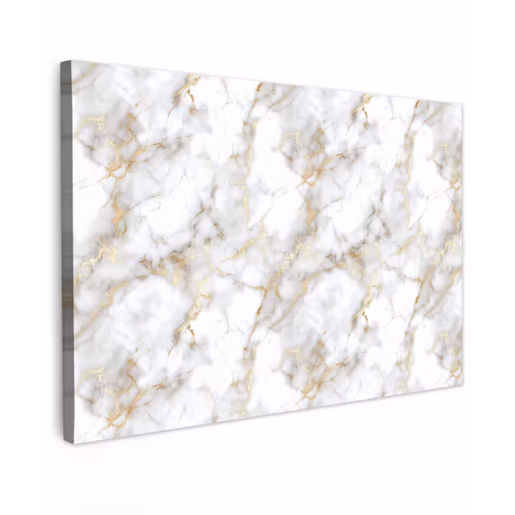 Canvas schilderij - Gouden aders - Marmer - Wit — 1