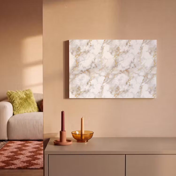 Canvas schilderij - Gouden aders - Marmer - Wit — 2