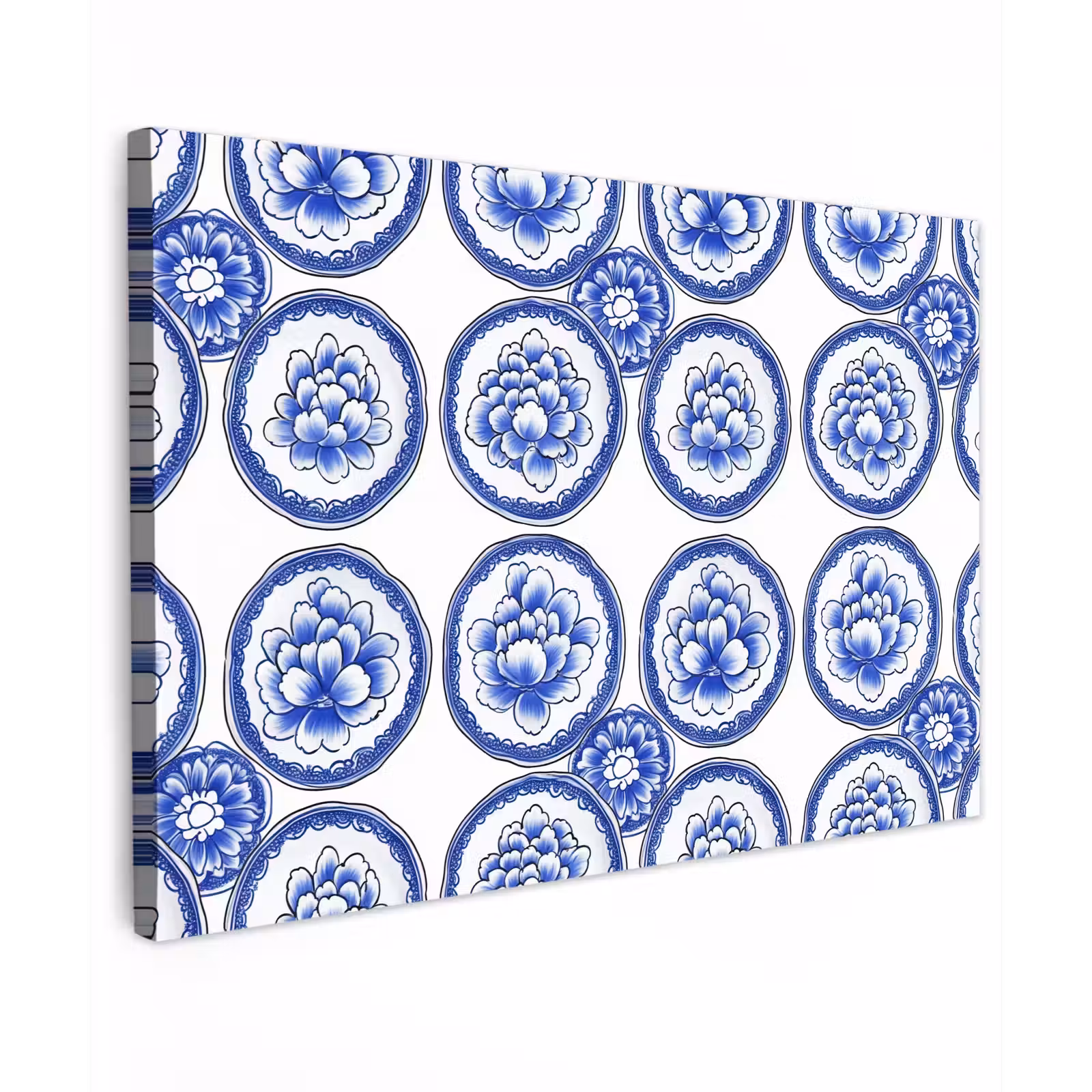 Canvas schilderij - Cirkels - Bloemen - Blauw — 1