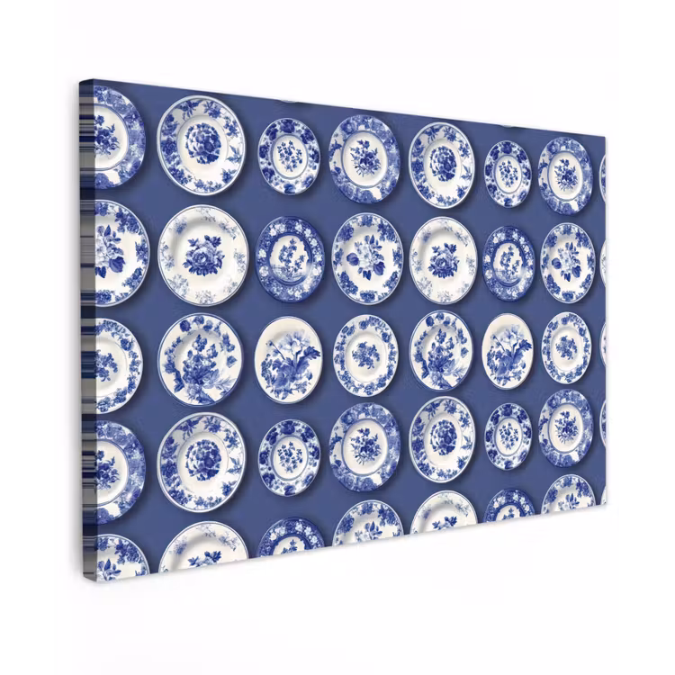 Canvas schilderij - Borden - Floraal - Blauw — 1