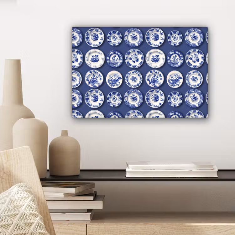 Canvas schilderij - Borden - Floraal - Blauw — 5