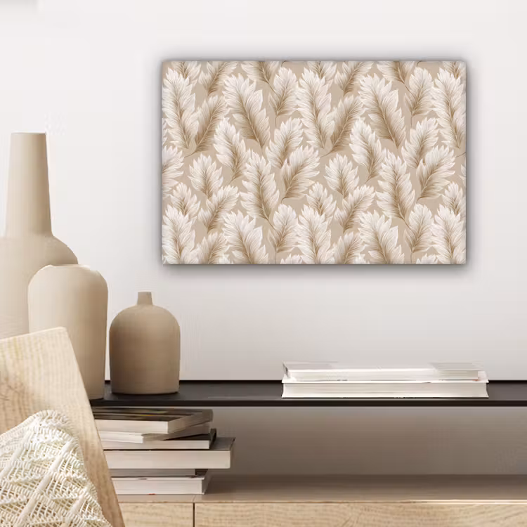 Canvas schilderij - Botanisch - Patroon - Beige — 5