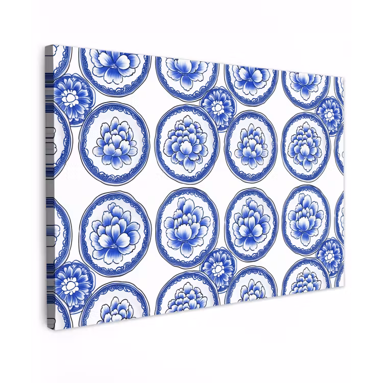 Canvas schilderij - Cirkels - Bloemen - Blauw — 1