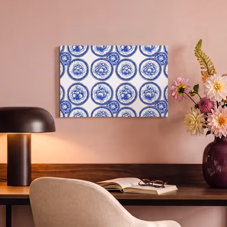 Canvas schilderij - Cirkels - Bloemen - Blauw — 4