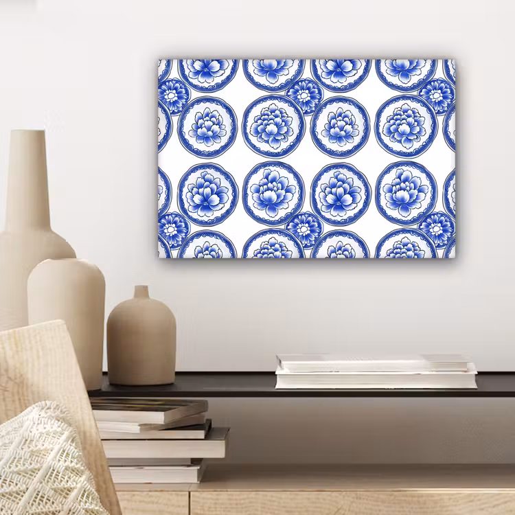 Canvas schilderij - Cirkels - Bloemen - Blauw — 5