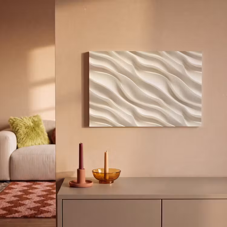 Canvas schilderij - Diagonaal - Golven - Crème — 2