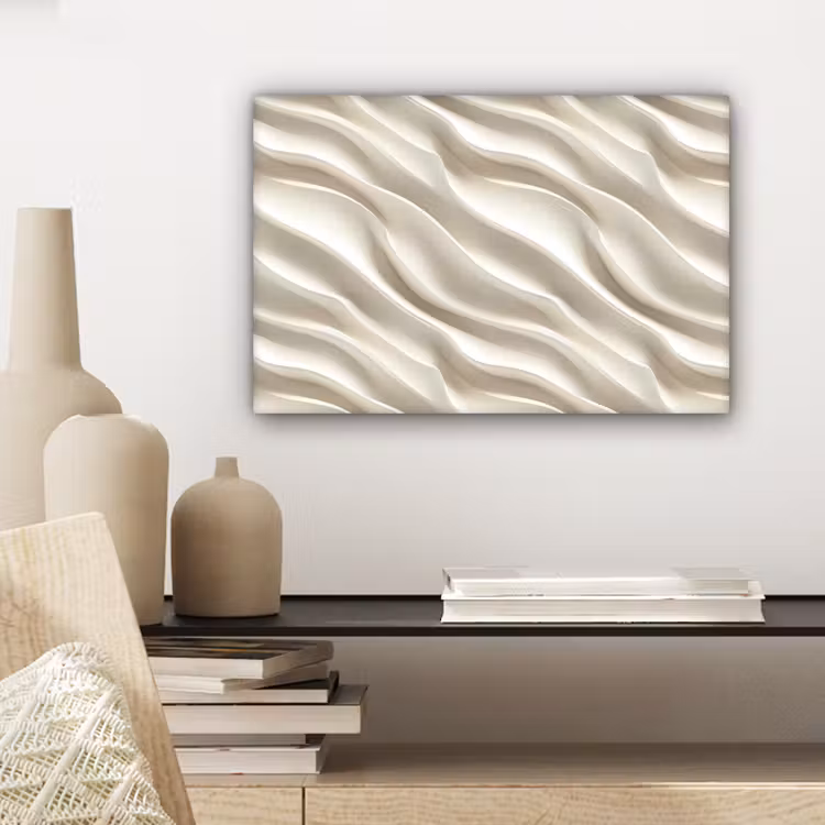 Canvas schilderij - Diagonaal - Golven - Crème — 5