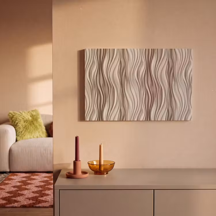 Canvas schilderij - Golven - 3D - Crème — 2