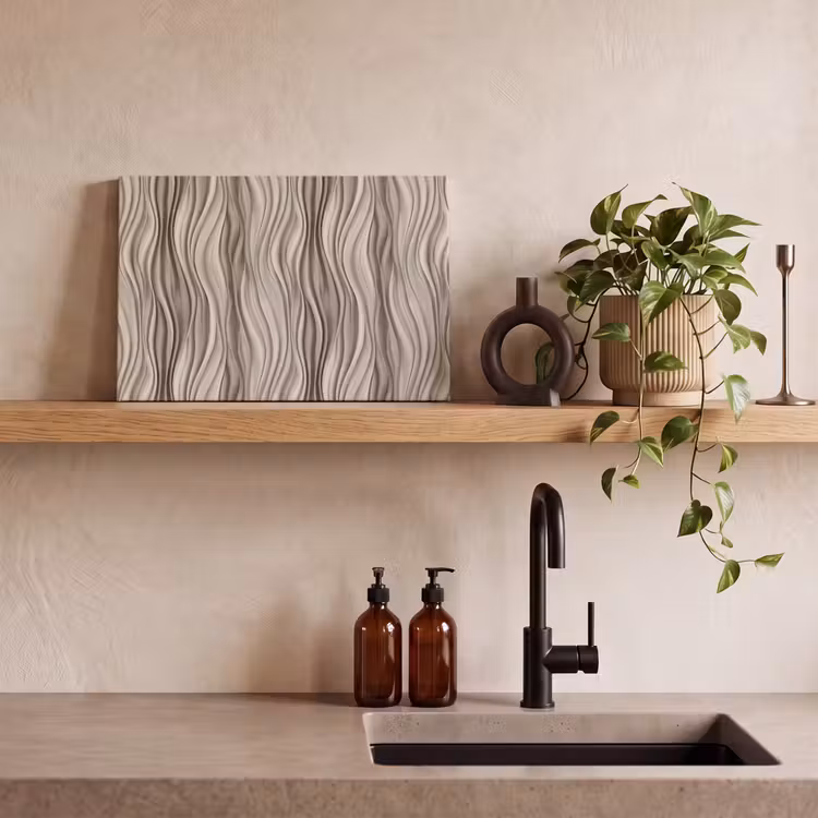 Canvas schilderij - Golven - 3D - Crème — 3