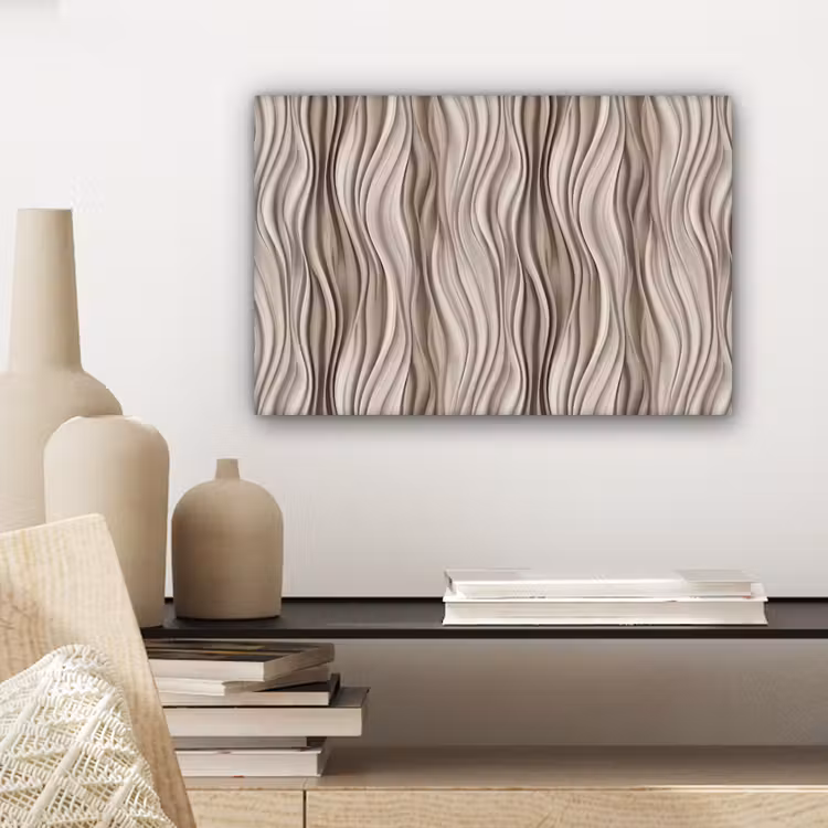 Canvas schilderij - Golven - 3D - Crème — 5