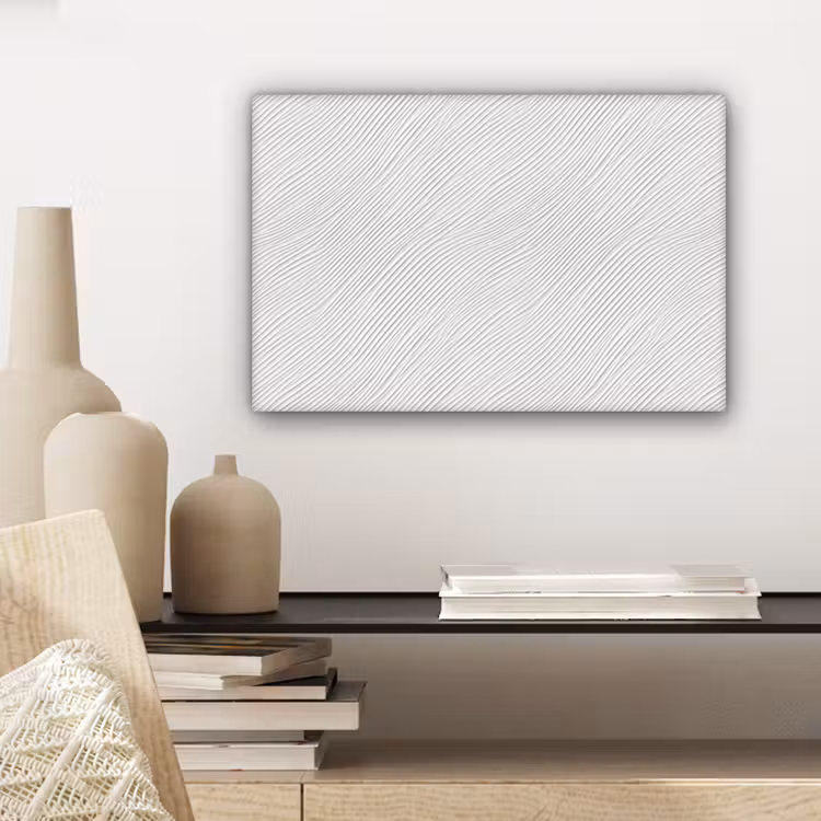 Canvas schilderij - Golven - Ribbels - Wit — 5