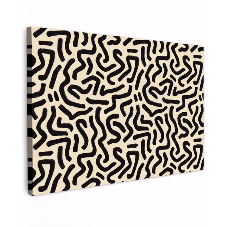 Canvas schilderij - Abstract - Lijnen - Zwart — 1