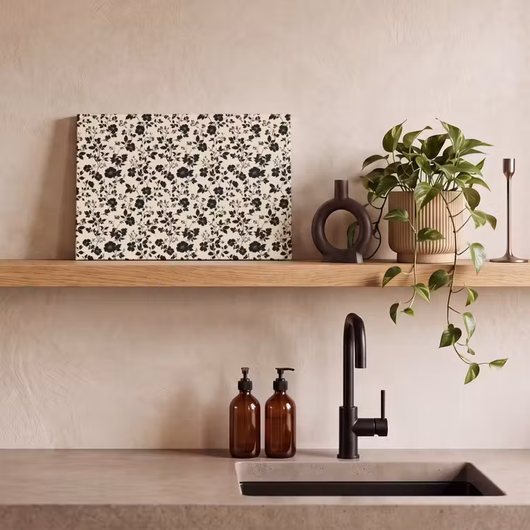 Canvas schilderij - Bloemen - Dessin - Zwart — 3