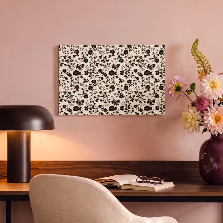Canvas schilderij - Bloemen - Dessin - Zwart — 4
