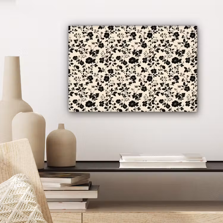 Canvas schilderij - Bloemen - Dessin - Zwart — 5