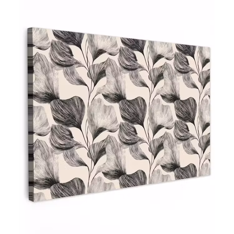 Canvas schilderij - Botanisch - Bladeren - Zwart — 1