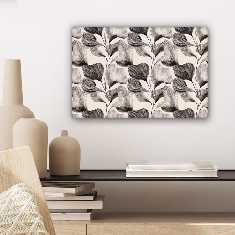 Canvas schilderij - Botanisch - Bladeren - Zwart — 5