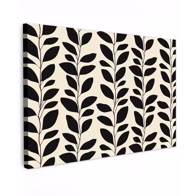 Canvas schilderij - Botanisch - Dessin - Zwart - Beige — 1
