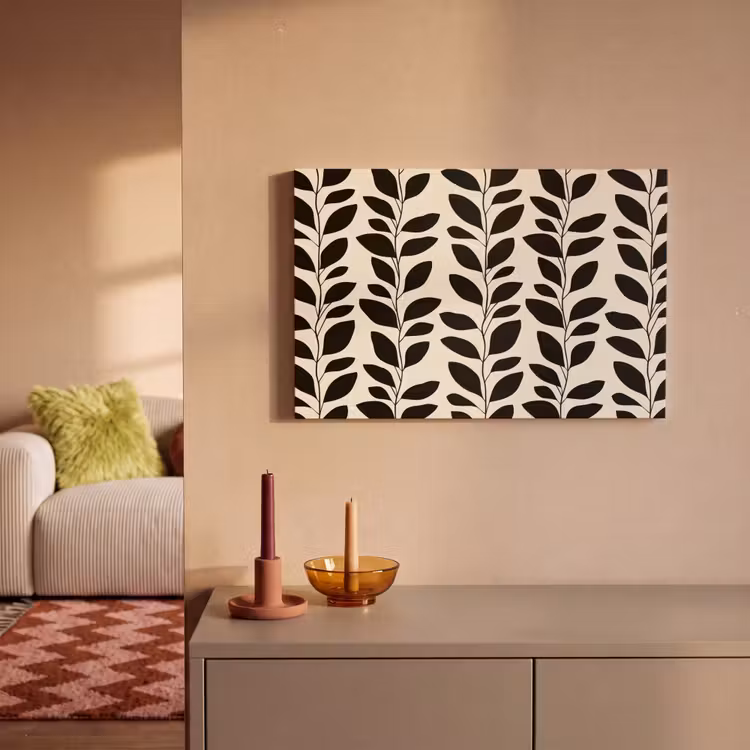 Canvas schilderij - Botanisch - Dessin - Zwart - Beige — 2