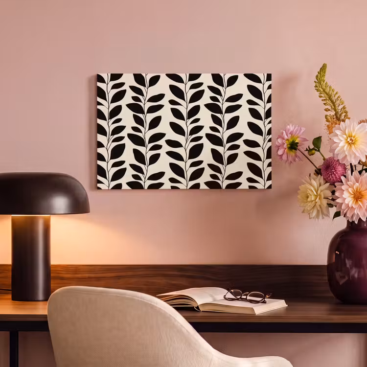 Canvas schilderij - Botanisch - Dessin - Zwart - Beige — 4