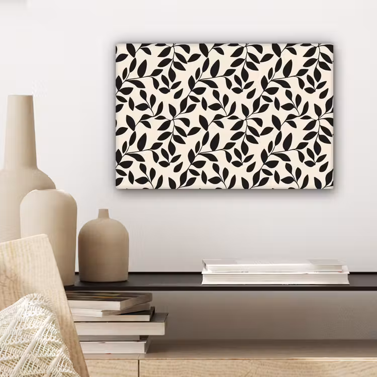 Canvas schilderij - Elegant - Patroon - Zwart - Beige — 5