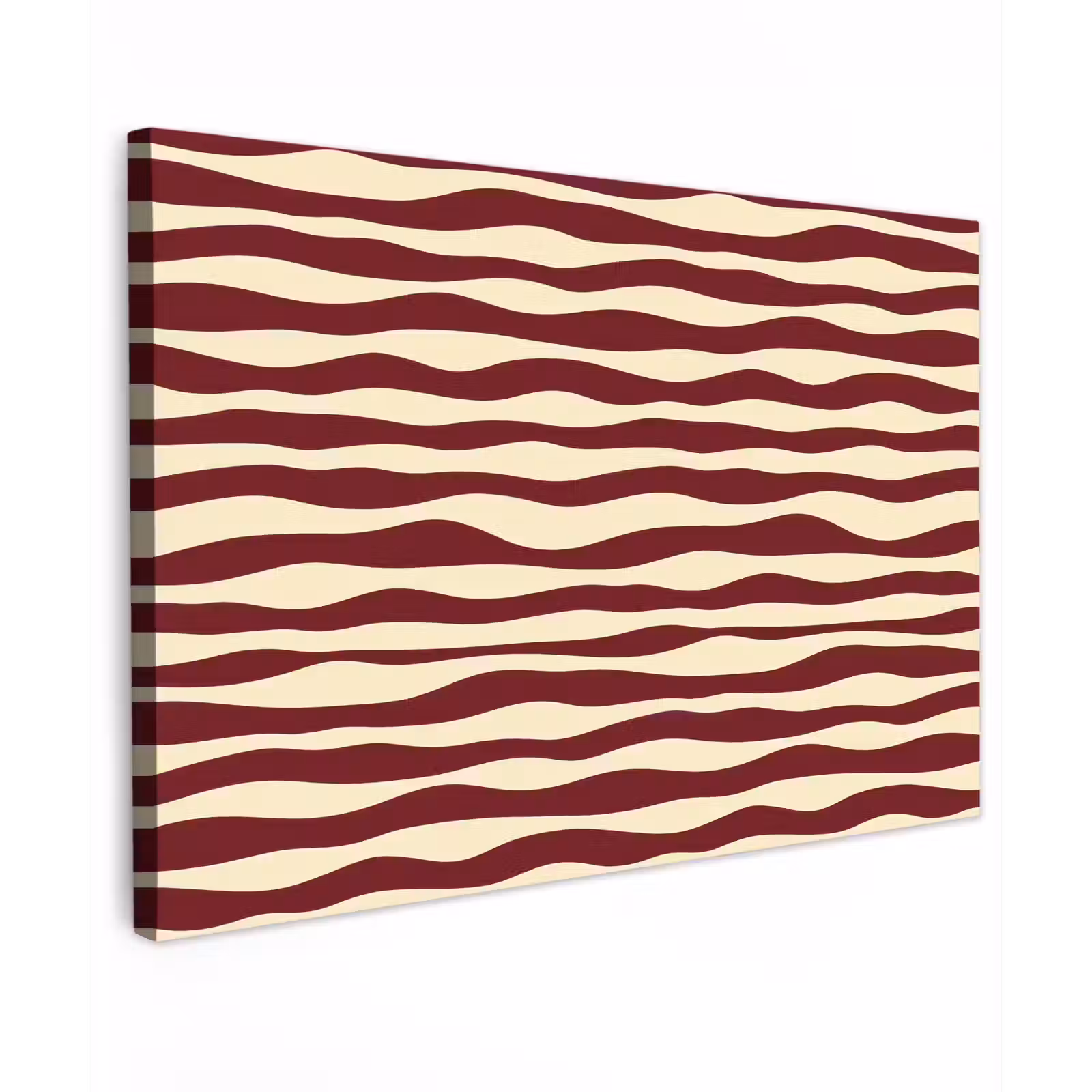 Canvas schilderij - Golven - Rood - Patroon - Crème — 1